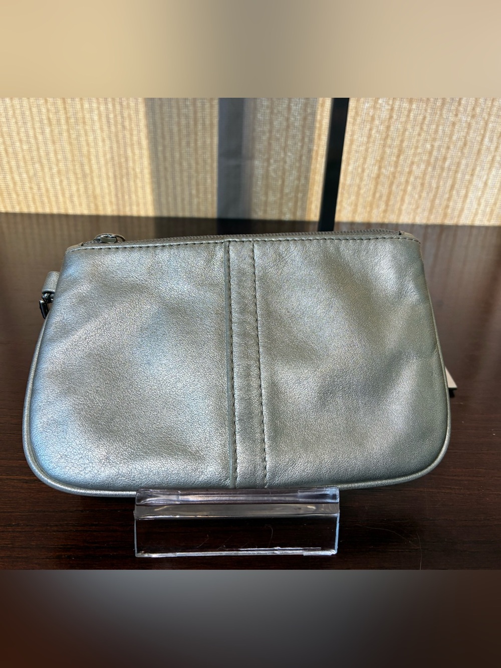 Coach Legacy Y2K Metallic Silver Leather Wristlet